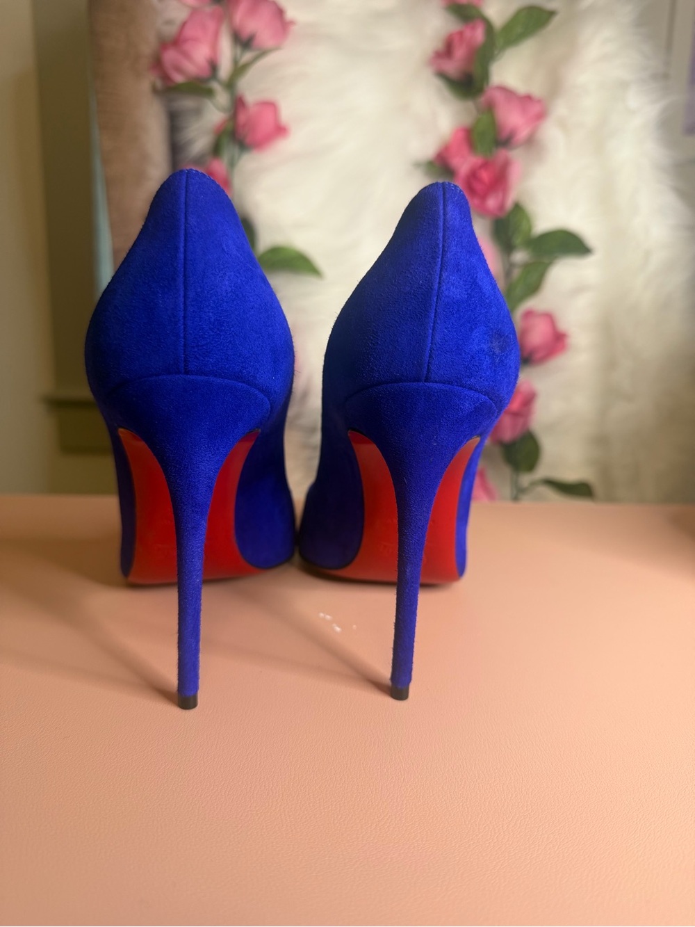 Christian Louboutin Pigalle Follies 100 Elixir Blue Suede Pump Heels 37.5 Box - Picture 4 of 15